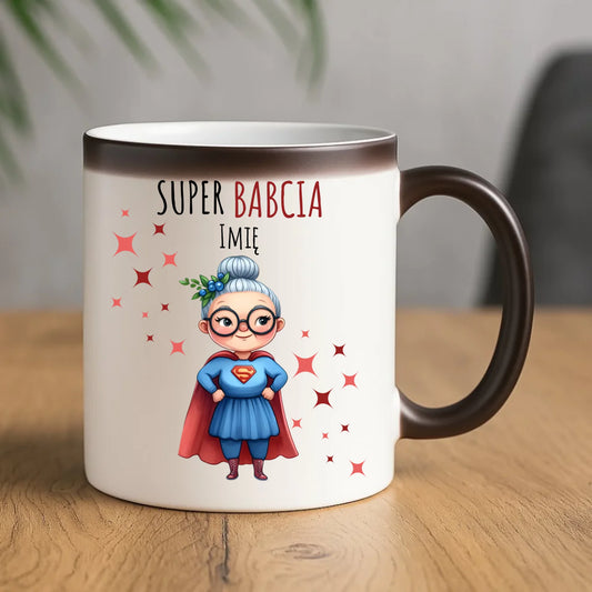 Kubek magiczny dla babci - Super Babcia - personalizowany B02 - StoryCups.pl