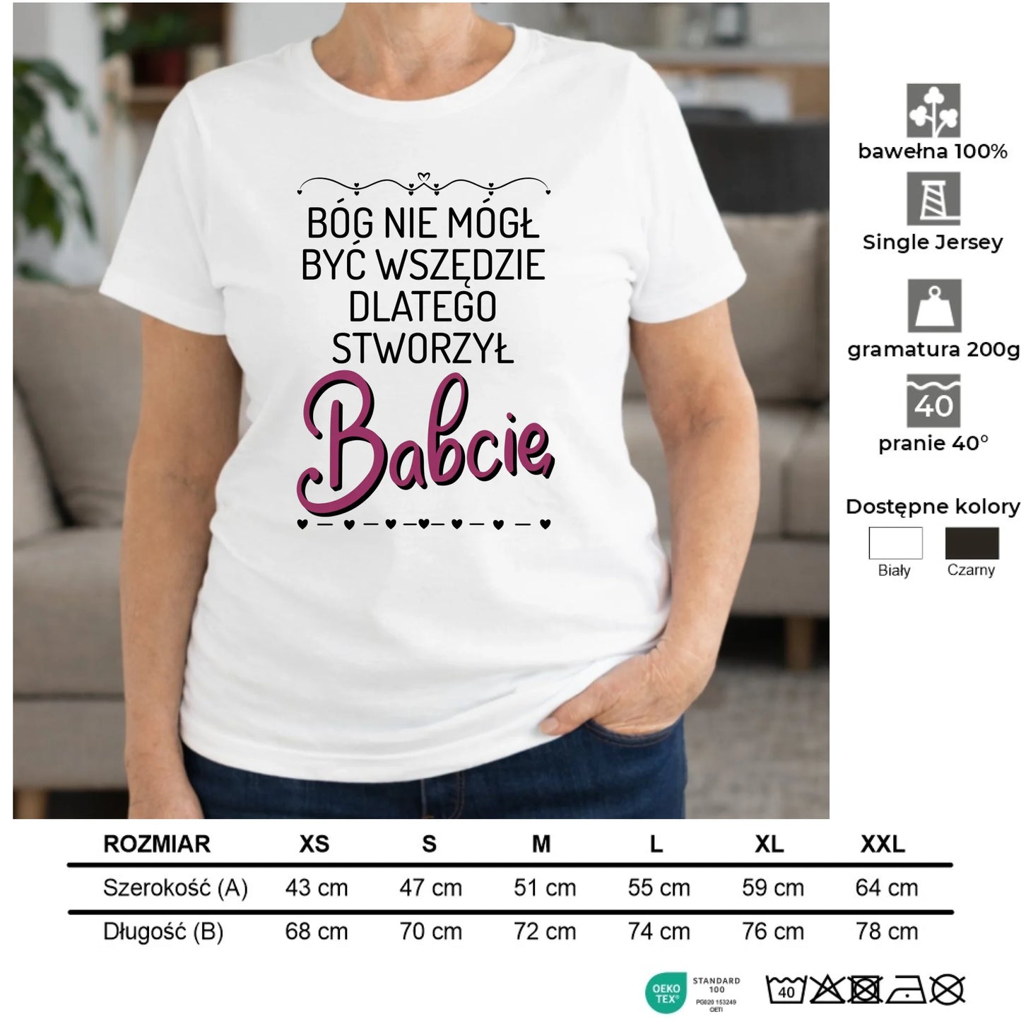 Koszulka dla babci - Bóg nie mógł być wszędzie dlatego stworzył babcię B09 - StoryCups.pl