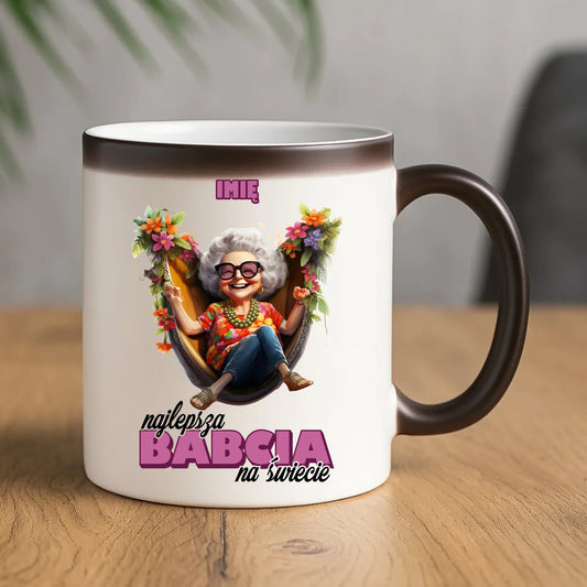 Kubek magiczny dla babci - Najlepsza Babcia na świecie - personalizowany B14 - StoryCups.pl