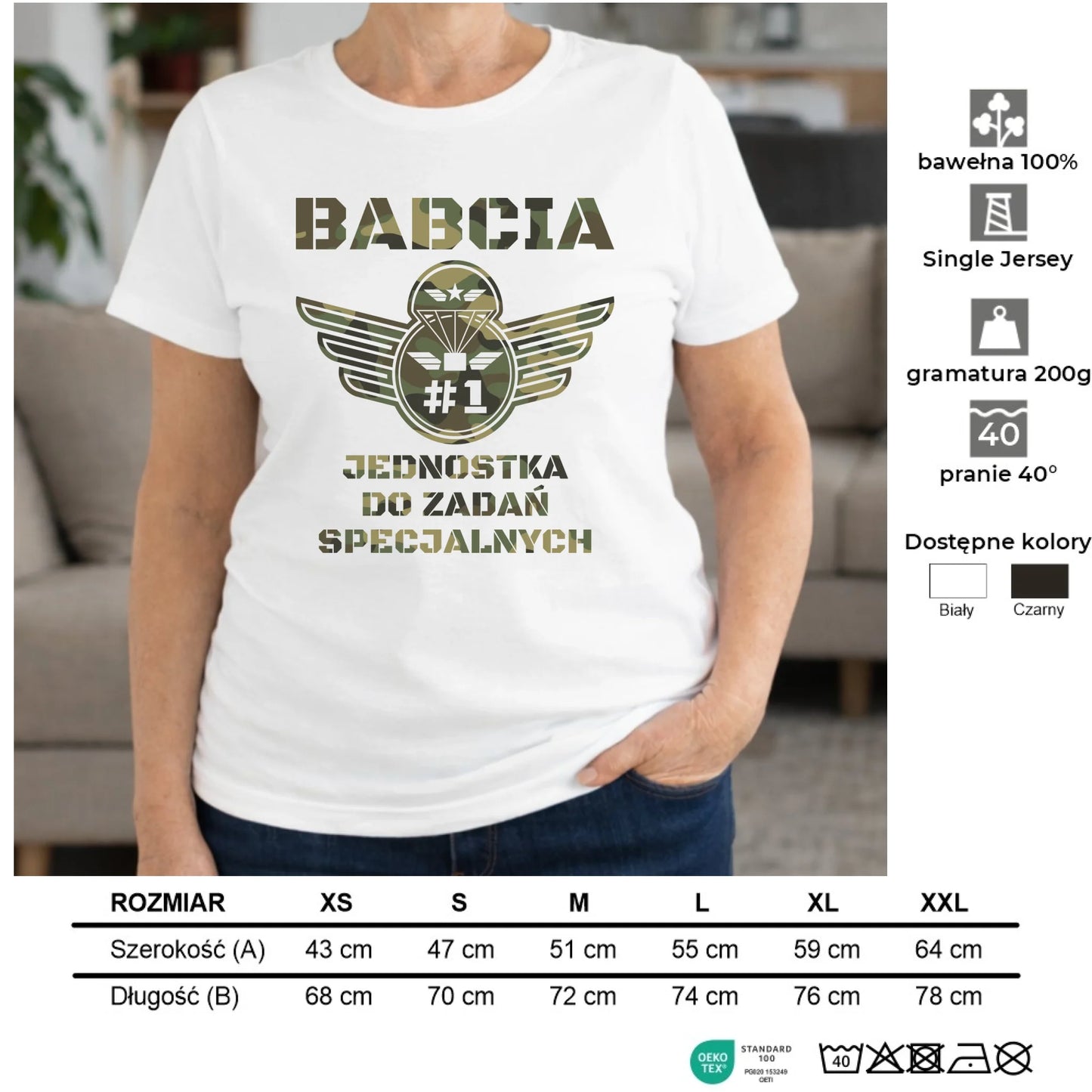 Koszulka dla babci - Babcia jednostka do zadań specjalnych B31 - StoryCups.pl