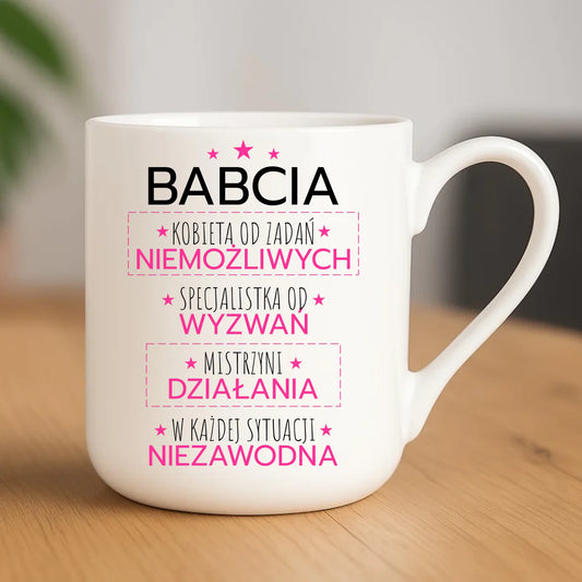 Kubek elegant dla babci - Babcia kobieta od zadań niemożliwych B30 - StoryCups.pl