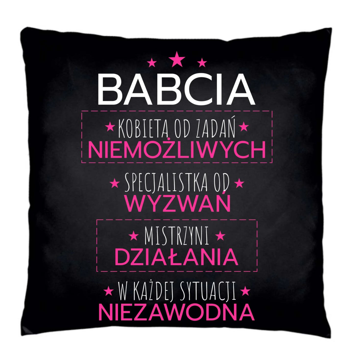 Poduszka dekoracyjna dla babci - Babcia kobieta od zadań niemożliwych B30 - StoryCups.pl