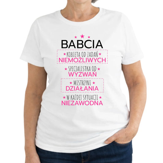 Koszulka dla babci - Babcia kobieta od zadań niemożliwych B30 - StoryCups.pl