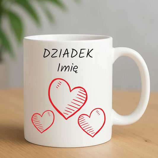 Kubek dla dziadka - Serca - personalizowany D01 - StoryCups.pl
