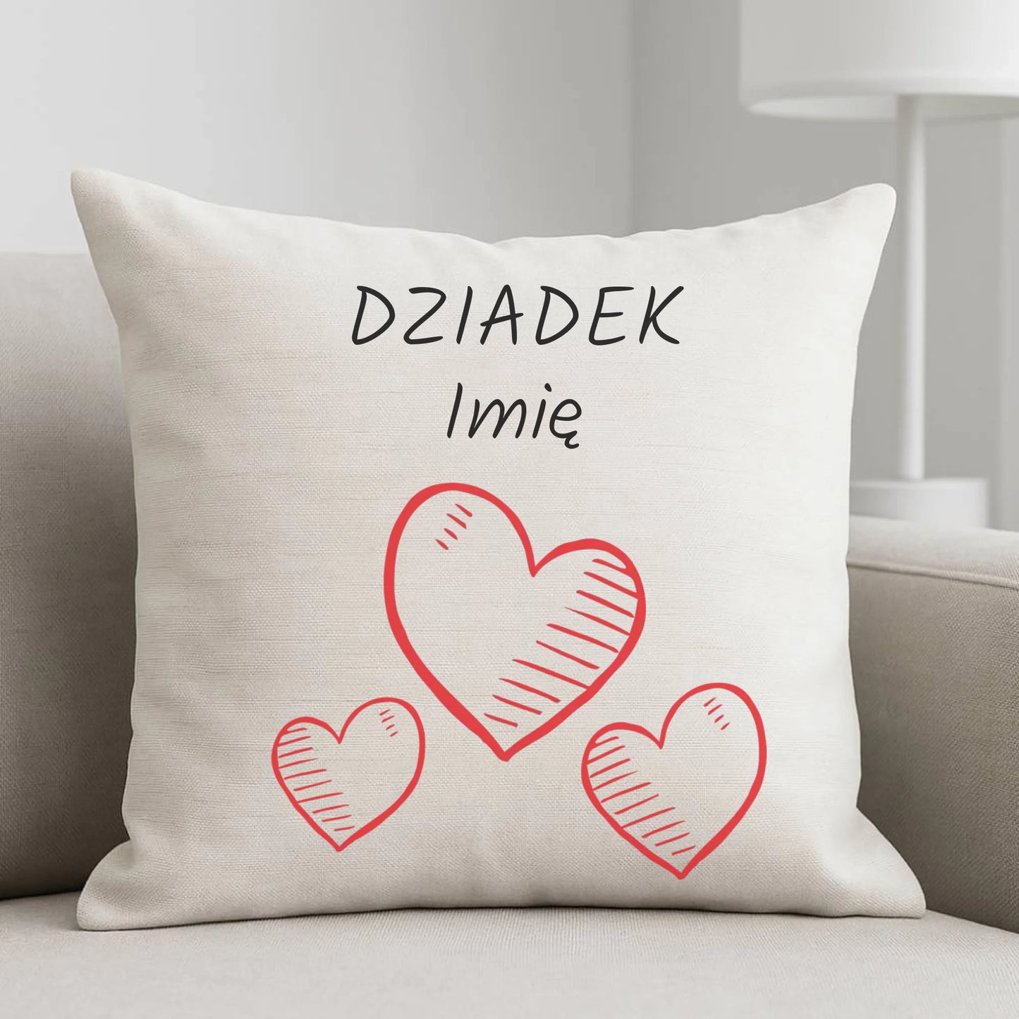 Poduszka dla dziadka - Serca - personalizowana D01 - StoryCups.pl