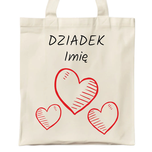Torba dla dziadka - Serca - personalizowana D01 - StoryCups.pl