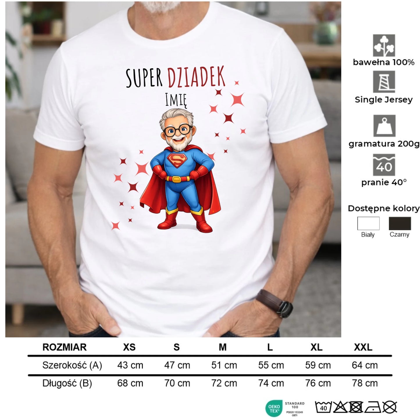 Koszulka dla dziadka - Super Dziadek - personalizowana D02 - StoryCups.pl