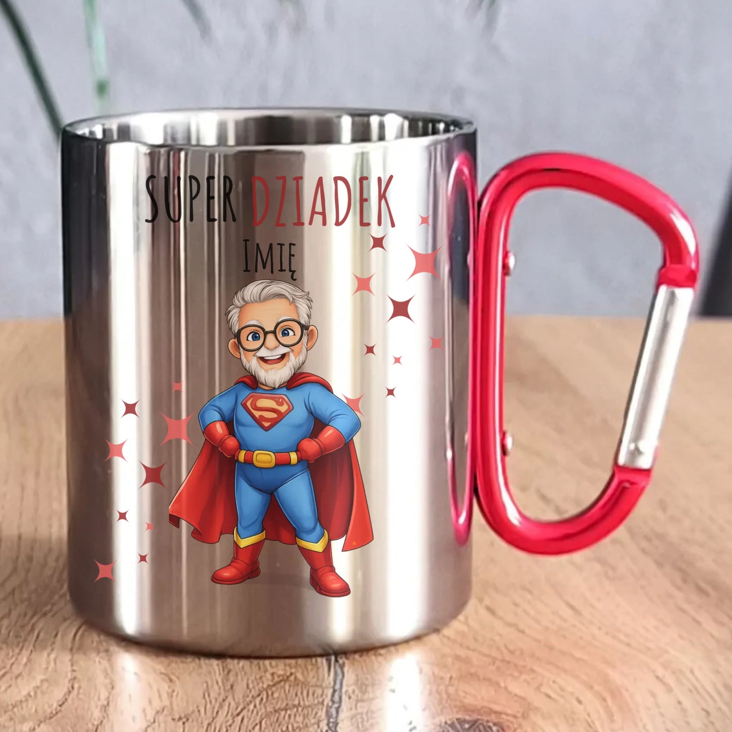 Kubek metalowy dla dziadka - Super Dziadek - personalizowany D02 - StoryCups.pl