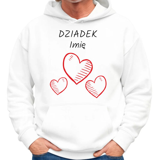 Bluza z kapturem dla dziadka - Serca - personalizowana D01 - StoryCups.pl