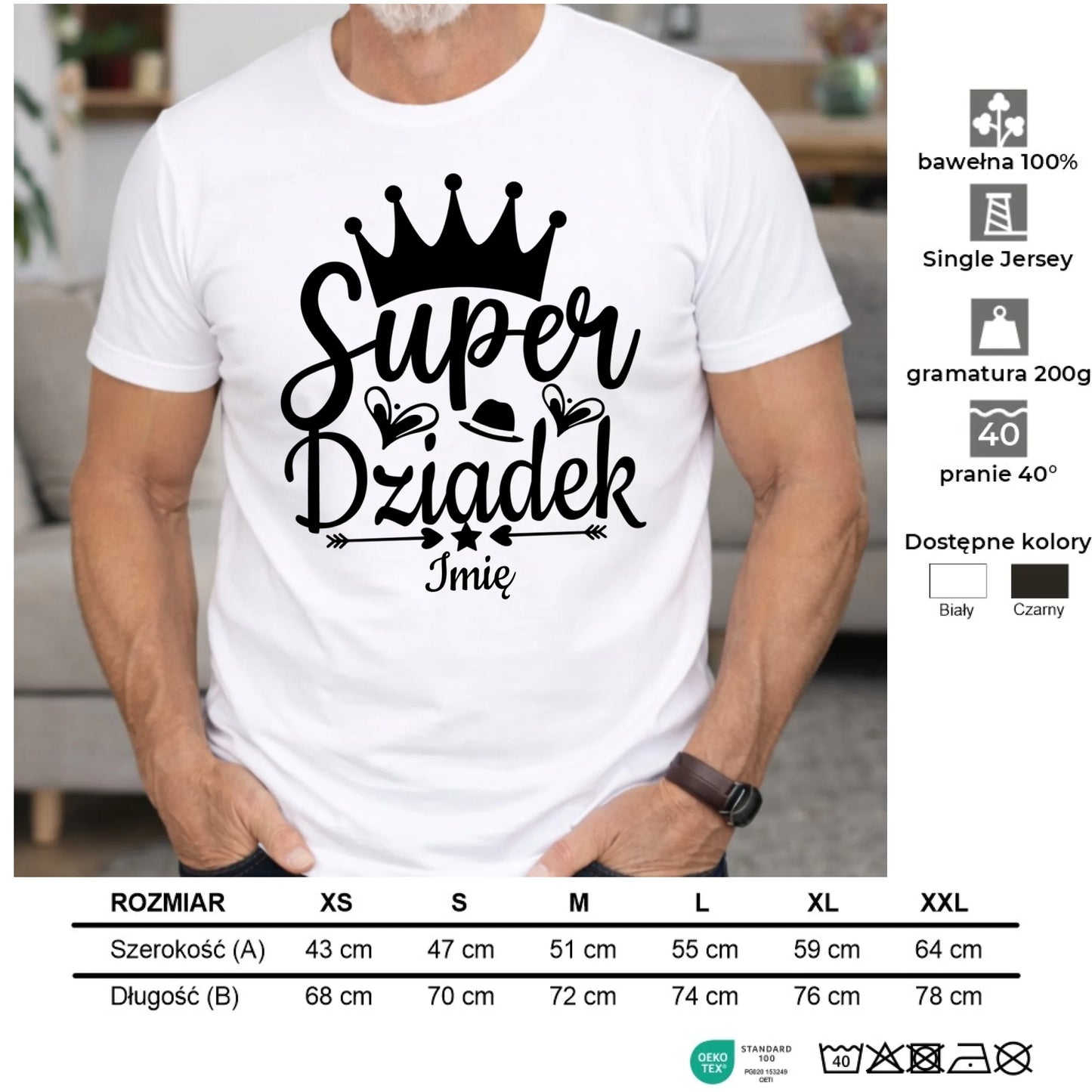 Koszulka dla dziadka - Super Dziadek - personalizowana D03 - StoryCups.pl
