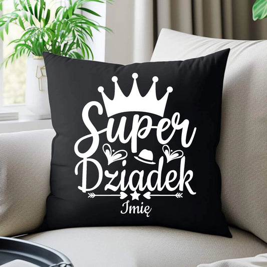 Poduszka dekoracyjna dla dziadka - Super Dziadek - personalizowana D03 - StoryCups.pl