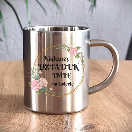 Kubek metalowy dla dziadka - Najlepszy dziadek na Świecie - personalizowany D04 - StoryCups.pl