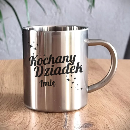Kubek metalowy dla dziadka - Kochany Dziadek - personalizowany D05 - StoryCups.pl