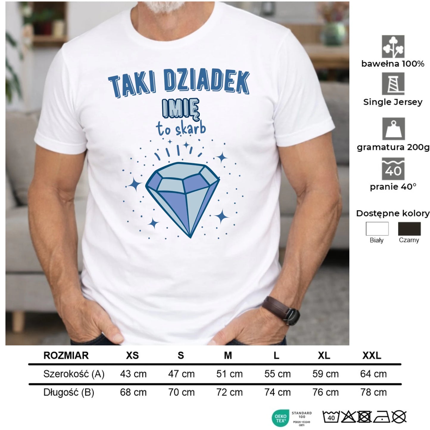 Koszulka dla dziadka - Taki Dziadek to skarb - personalizowana D06 - StoryCups.pl