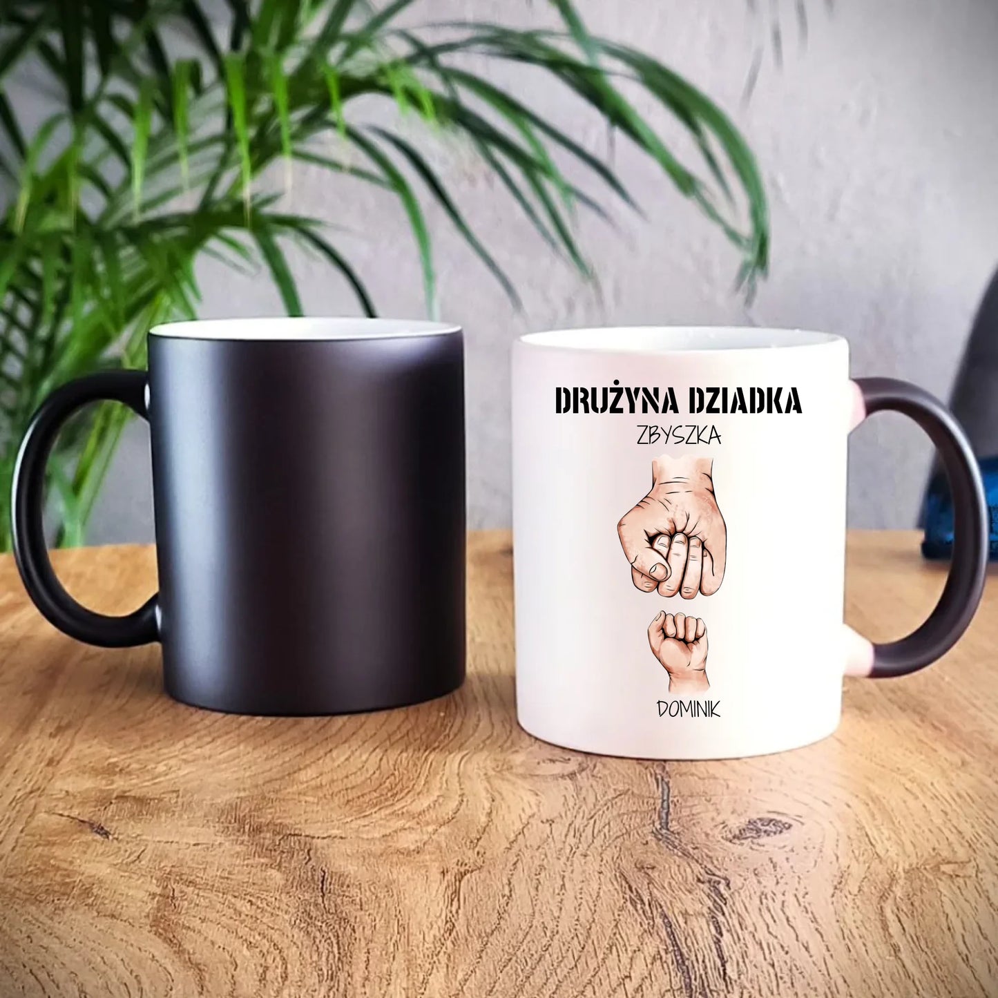 Kubek magiczny dla dziadka - Drużyna dziadka 1-6 imion wnuków - personalizowany D07 - StoryCups.pl