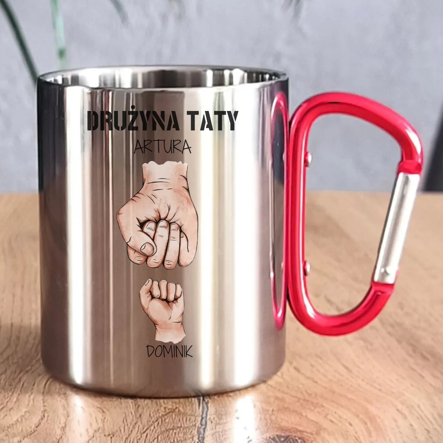 Kubek metalowy dla taty - Drużyna taty 1-6 imion dzieci - personalizowany DT01