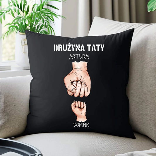 Poduszka dekoracyjna dla taty - Drużyna taty 1-6 imion dzieci - personalizowana DT01