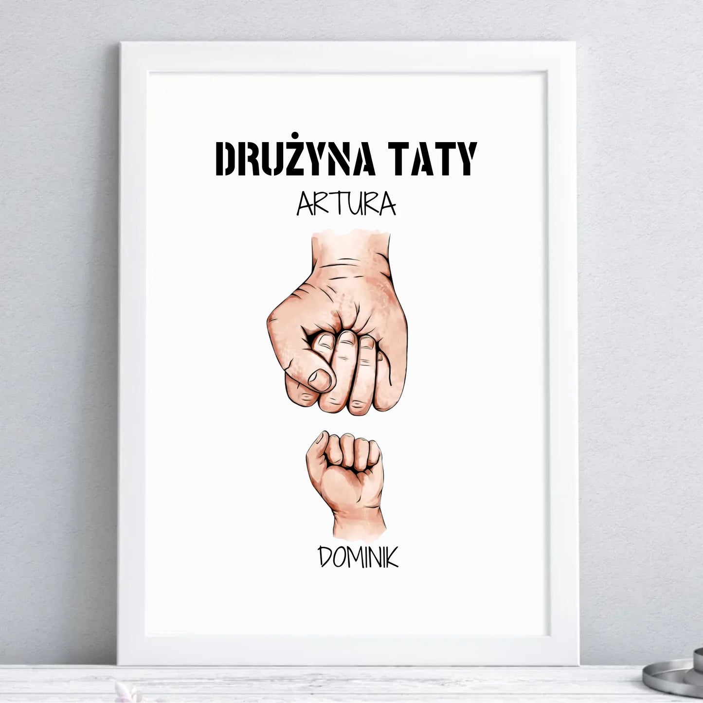 Plakat w ramie dla taty - Drużyna taty 1-6 imion dzieci - personalizowany DT01