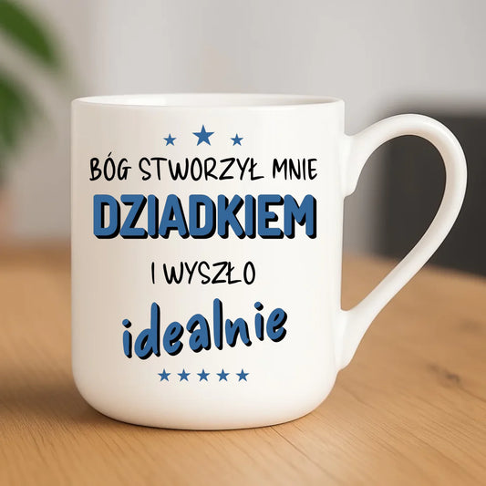 Kubek elegant dla dziadka - Bóg stworzył mnie dziadkiem i wyszło idealnie D08 - StoryCups.pl