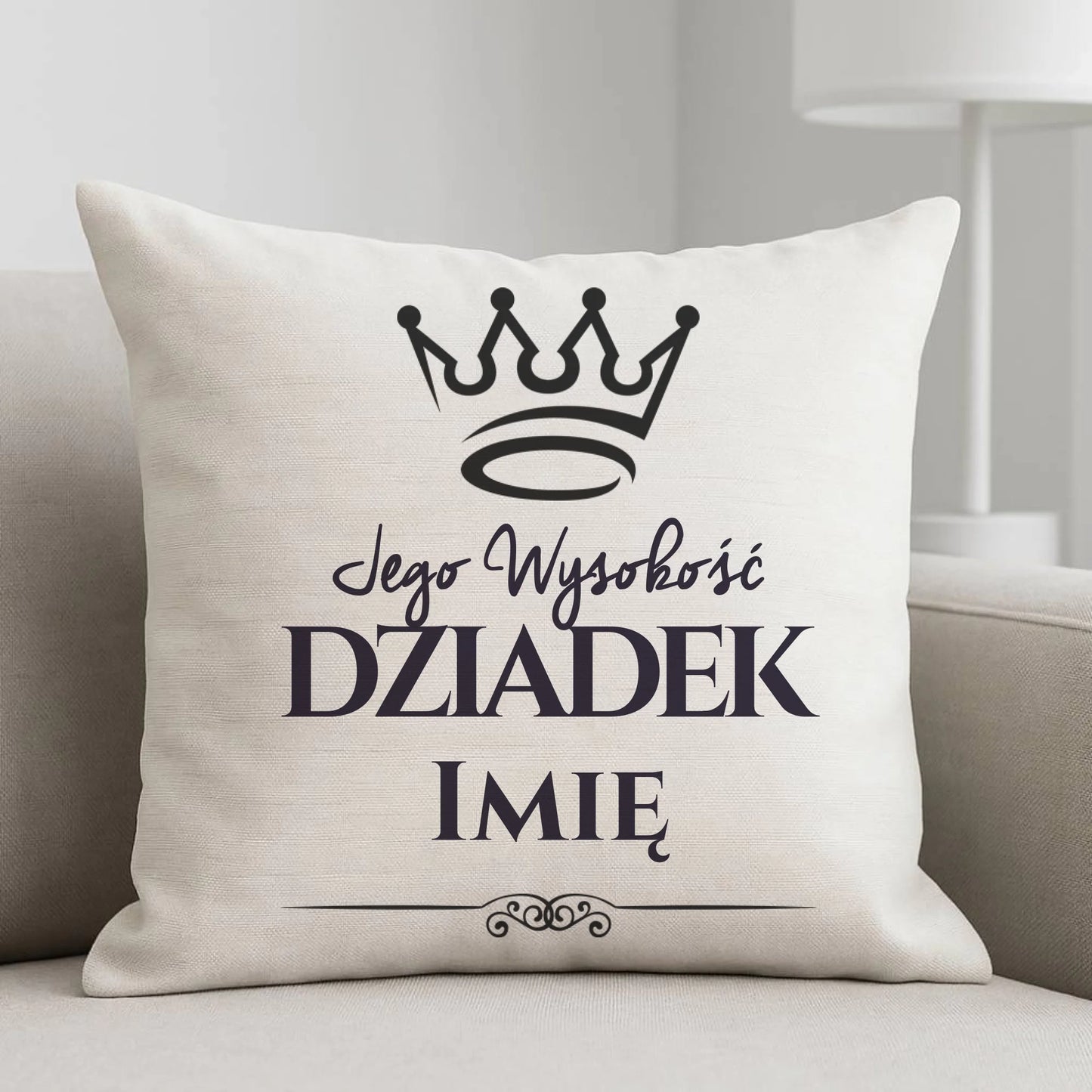 Poduszka dla dziadka - Jego Wysokość dziadek - personalizowana D11 - StoryCups.pl