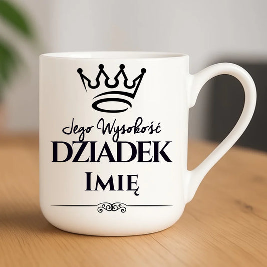 Kubek elegant dla dziadka - Jego Wysokość dziadek - personalizowany D11 - StoryCups.pl