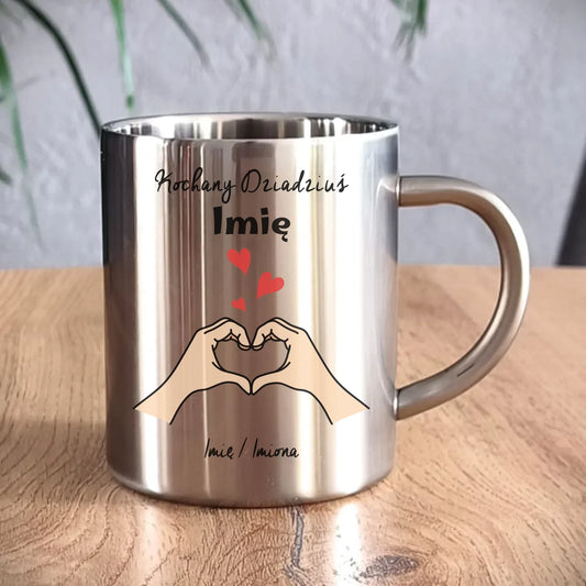Kubek metalowy dla dziadka - Kochany Dziadek podpis - personalizowany D13 - StoryCups.pl