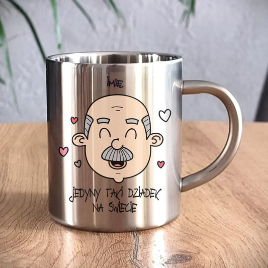 Kubek metalowy dla dziadka - Jedyny taki dziadek na świecie - personalizowany D15 - StoryCups.pl