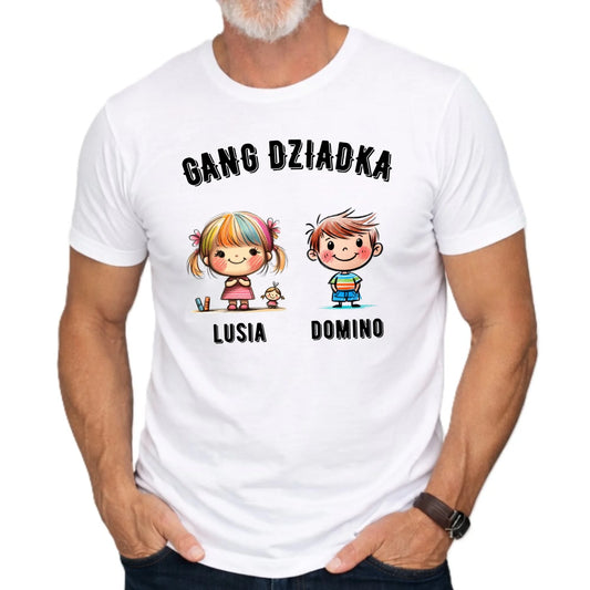 Koszulka dla dziadka - Gang Dziadka imiona wnuków 2-6 - personalizowana D18 - StoryCups.pl
