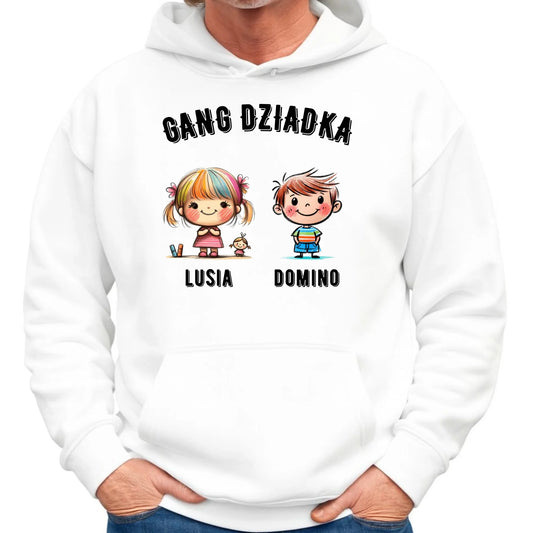 Bluza z kapturem dla dziadka - Gang Dziadka imiona wnuków 2-6 - personalizowana D18 - StoryCups.pl