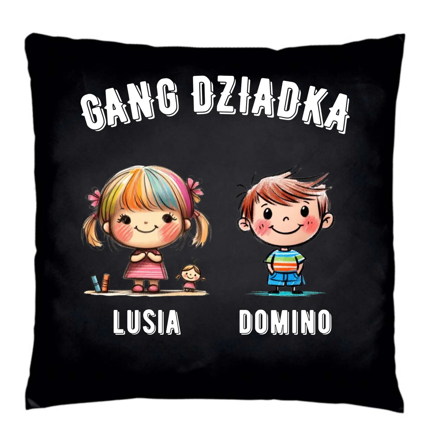 Poduszka dekoracyjna dla dziadka - Gang Dziadka imiona wnuków 2-6 - personalizowana D18 - StoryCups.pl