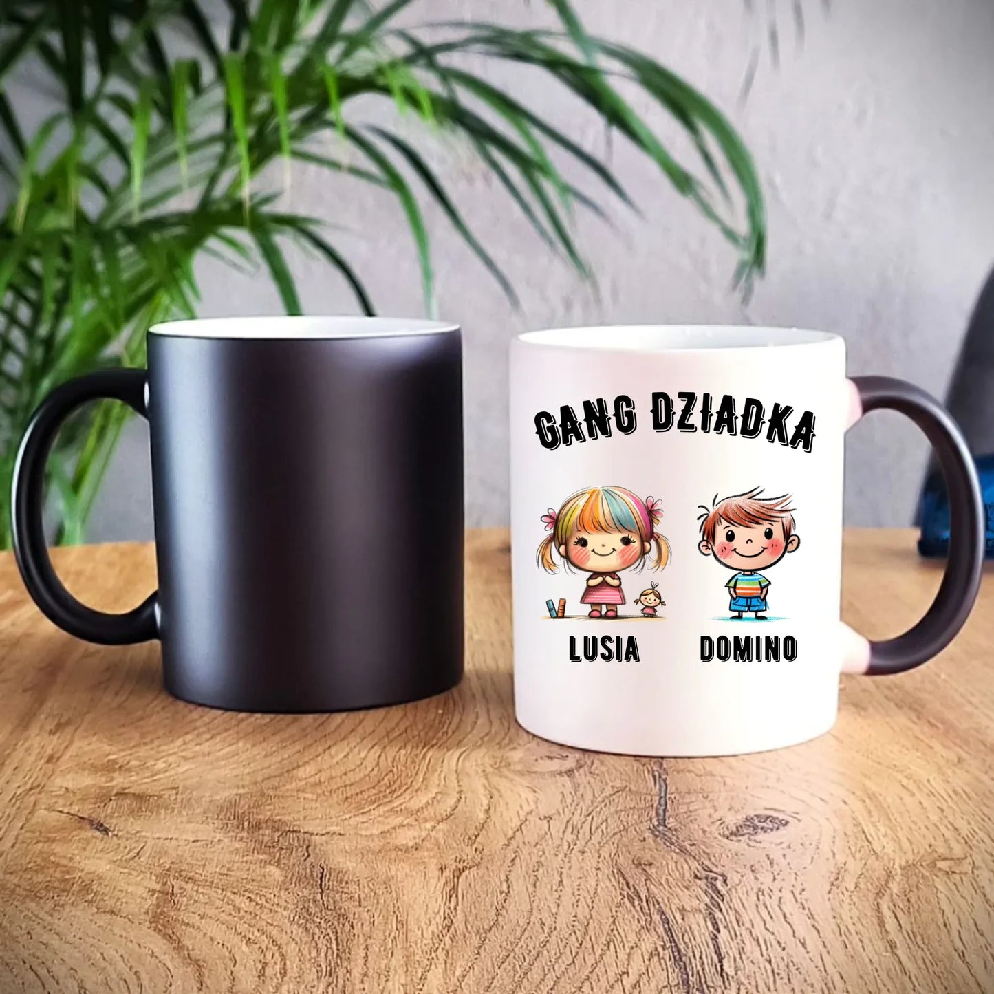 Kubek magiczny dla dziadka - Gang Dziadka imiona wnuków 2-6 - personalizowany D18 - StoryCups.pl