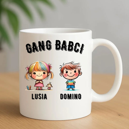 Kubek dla babci - Gang Babci imiona wnuków 2-6 - personalizowany B18 - StoryCups.pl