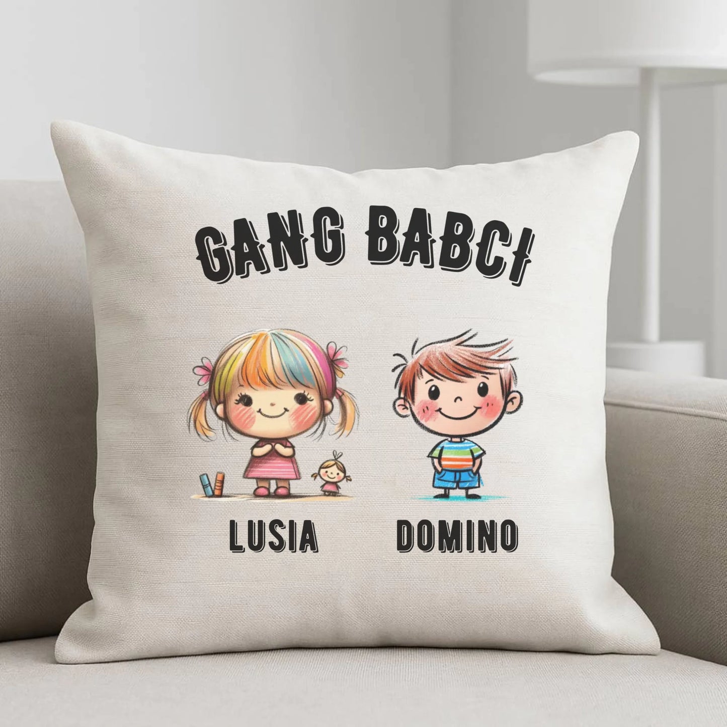 Poduszka dla babci - Gang Babci imiona wnuków 2-6 - personalizowana B18 - StoryCups.pl