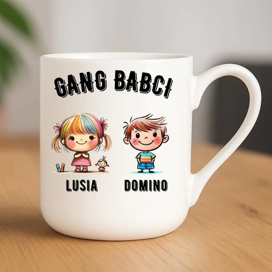 Kubek elegant dla babci - Gang Babci imiona wnuków 2-6 - personalizowany B18 - StoryCups.pl