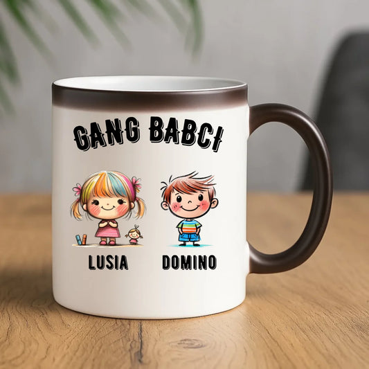Kubek magiczny dla babci - Gang Babci imiona wnuków 2-6 - personalizowany B18 - StoryCups.pl