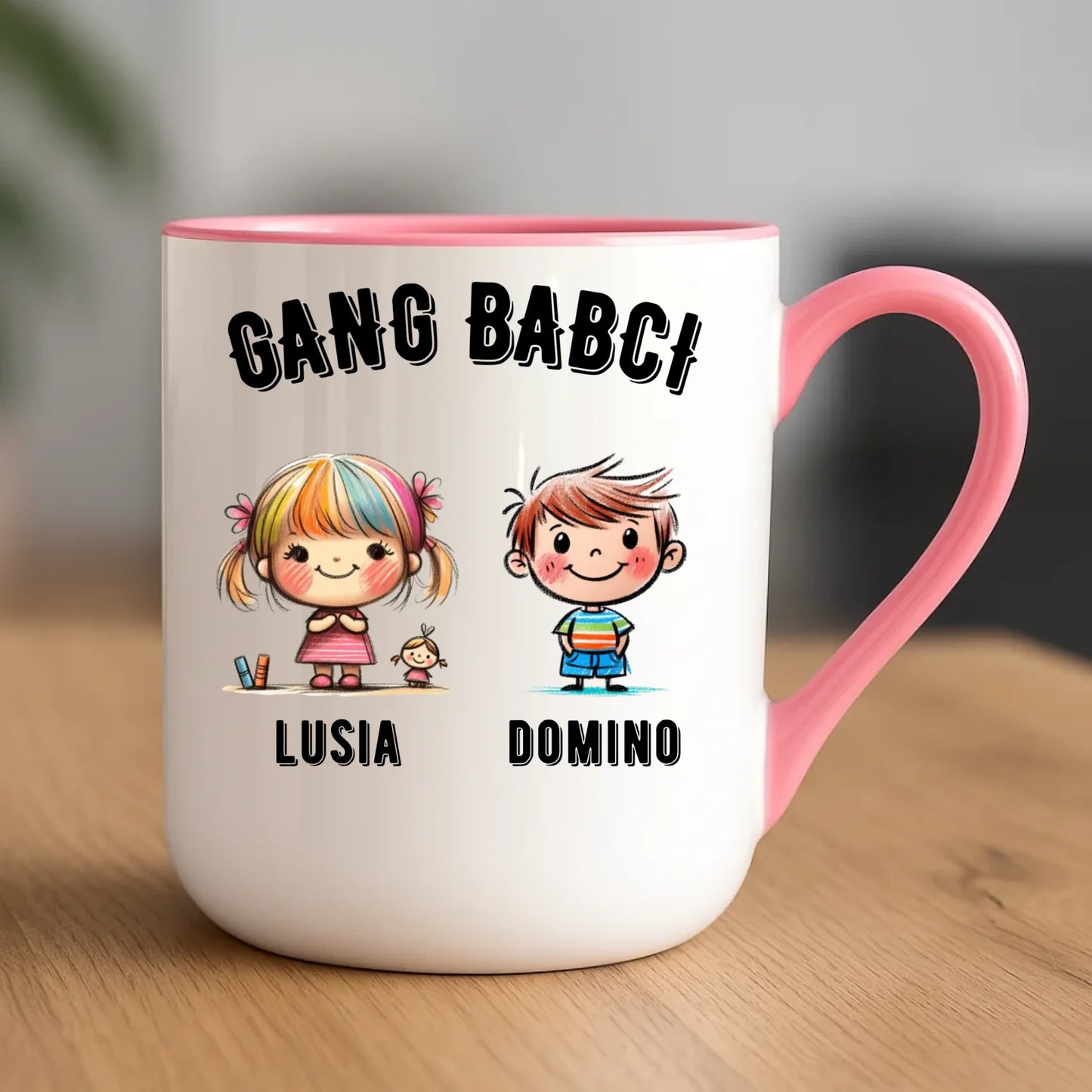 Kubek elegant dla babci - Gang Babci imiona wnuków 2-6 - personalizowany B18 - StoryCups.pl