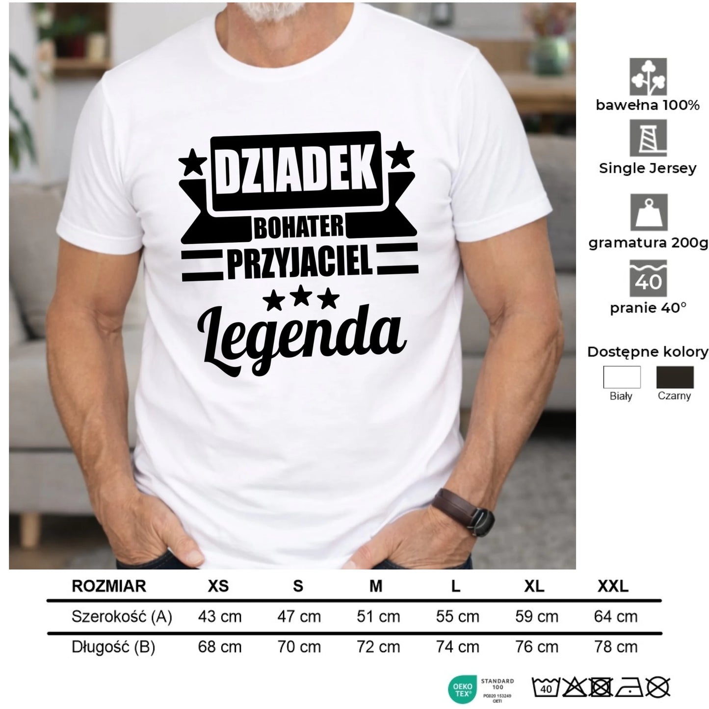 Koszulka dla dziadka - Bohater przyjaciel legenda D20 - StoryCups.pl