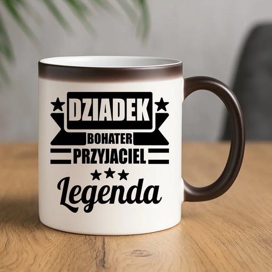 Kubek magiczny dla dziadka - Bohater przyjaciel legenda D20 - StoryCups.pl