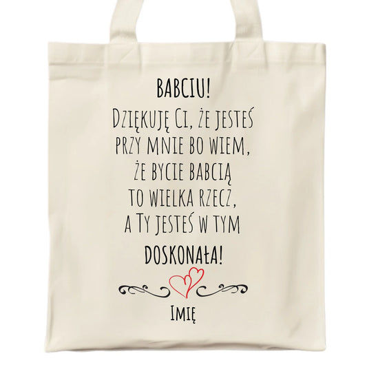 Torba dla babci - Babciu jesteś doskonała dedykacja - personalizowana B22 - StoryCups.pl