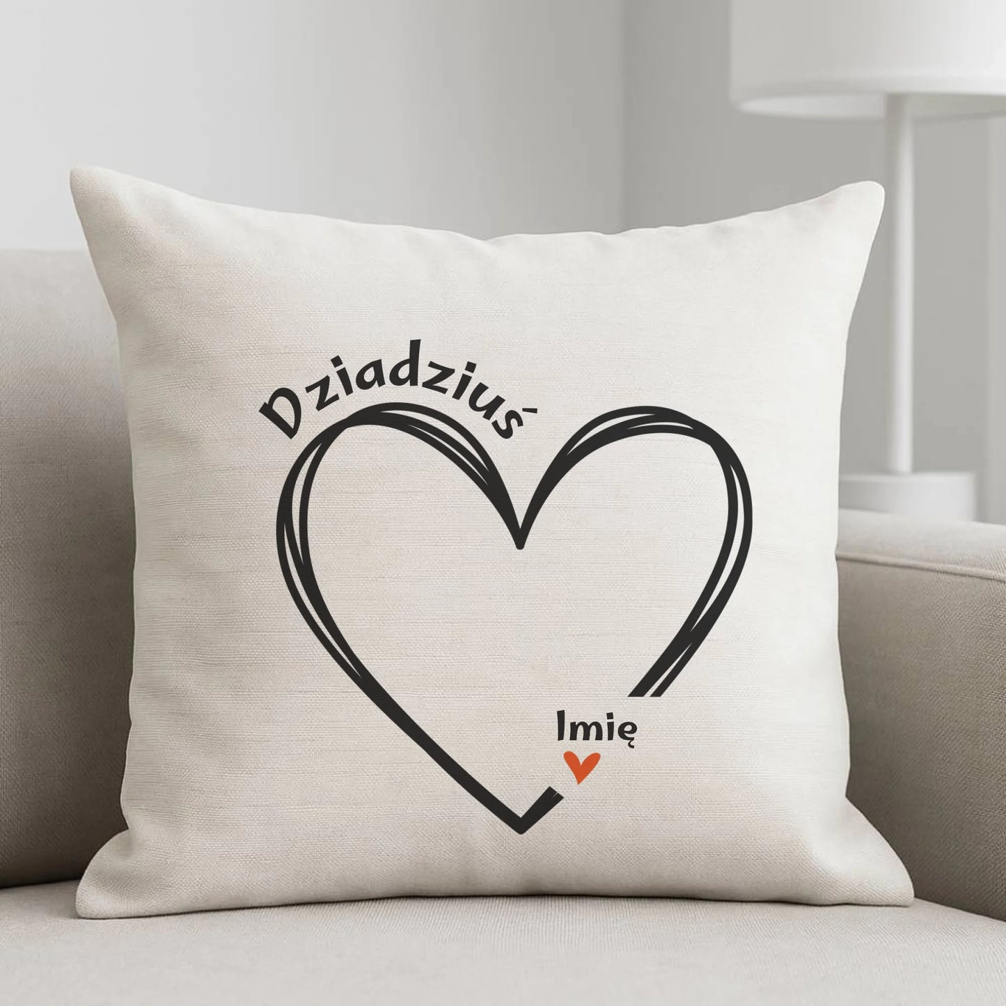 Poduszka dla dziadka - Serce z imionami wnuków 1-7 - personalizowana D26 - StoryCups.pl