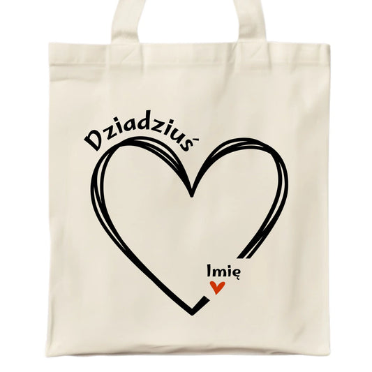 Torba dla dziadka - Serce z imionami wnuków 1-7 - personalizowana D26 - StoryCups.pl