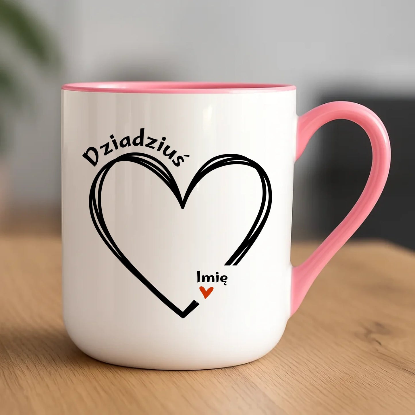 Kubek elegant dla dziadka - Serce z imionami wnuków 1-7 - personalizowany D26 - StoryCups.pl
