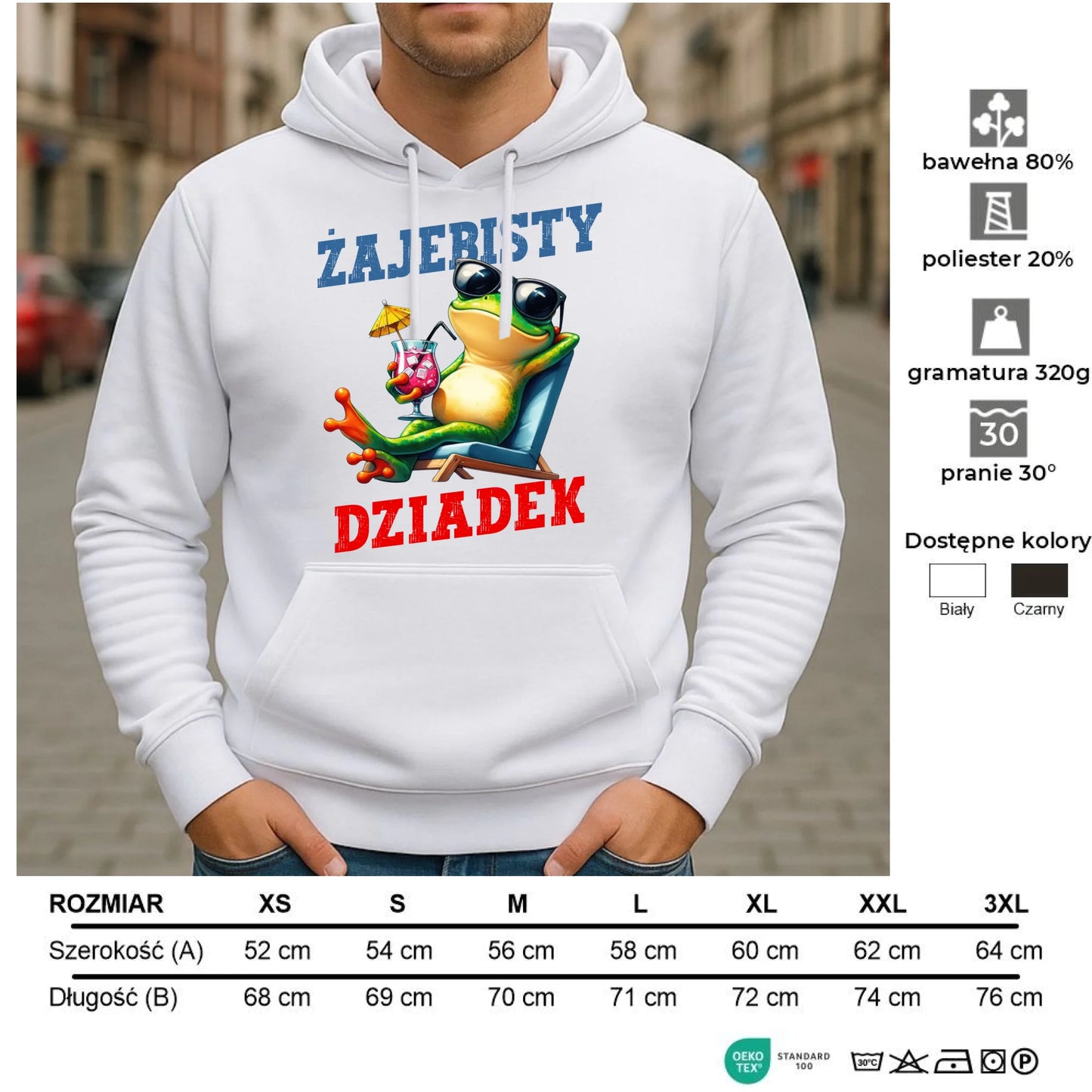 Bluza z kapturem dla dziadka - Żajebisty dziadek D27 - StoryCups.pl