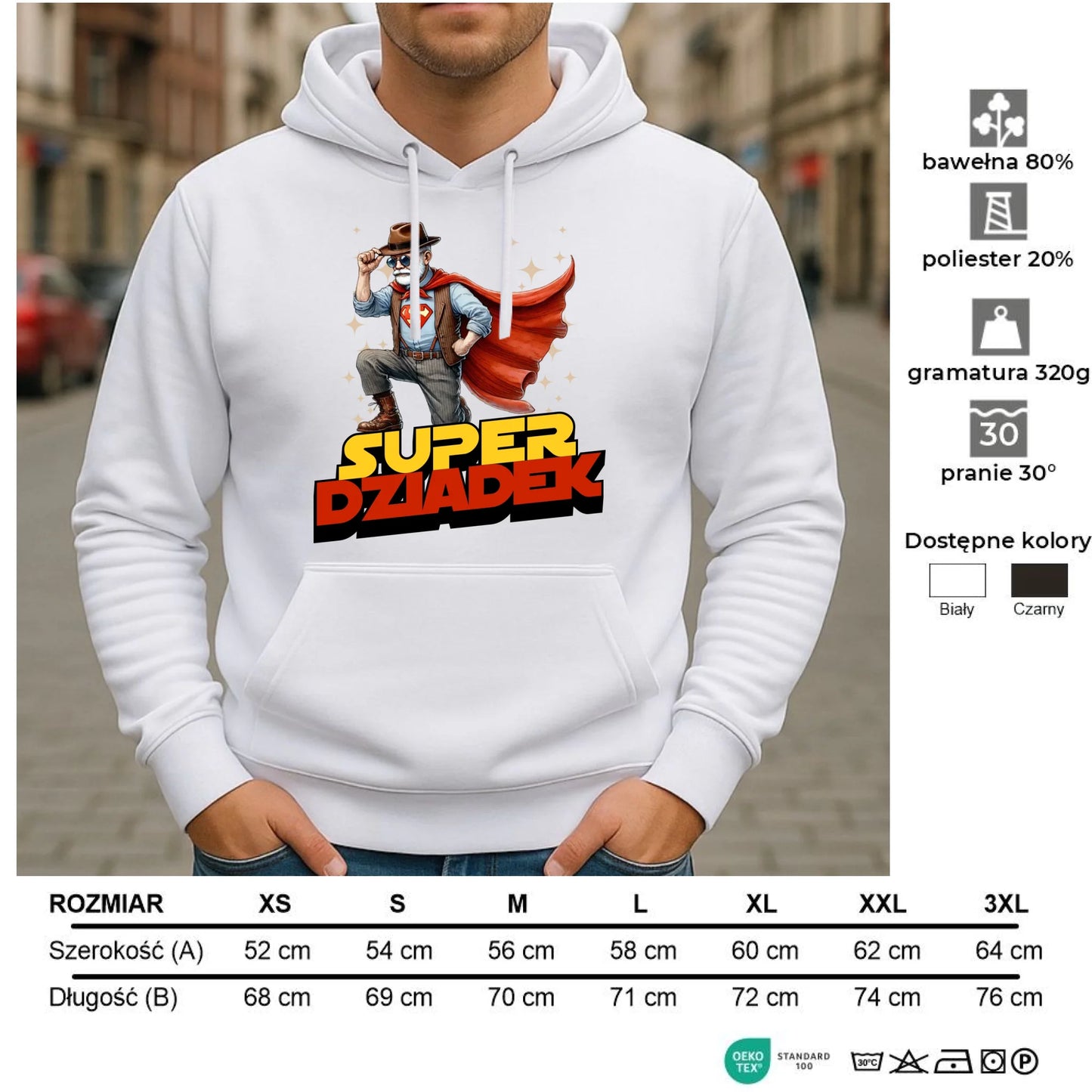 Bluza z kapturem dla dziadka - Super Dziadek D29 - StoryCups.pl