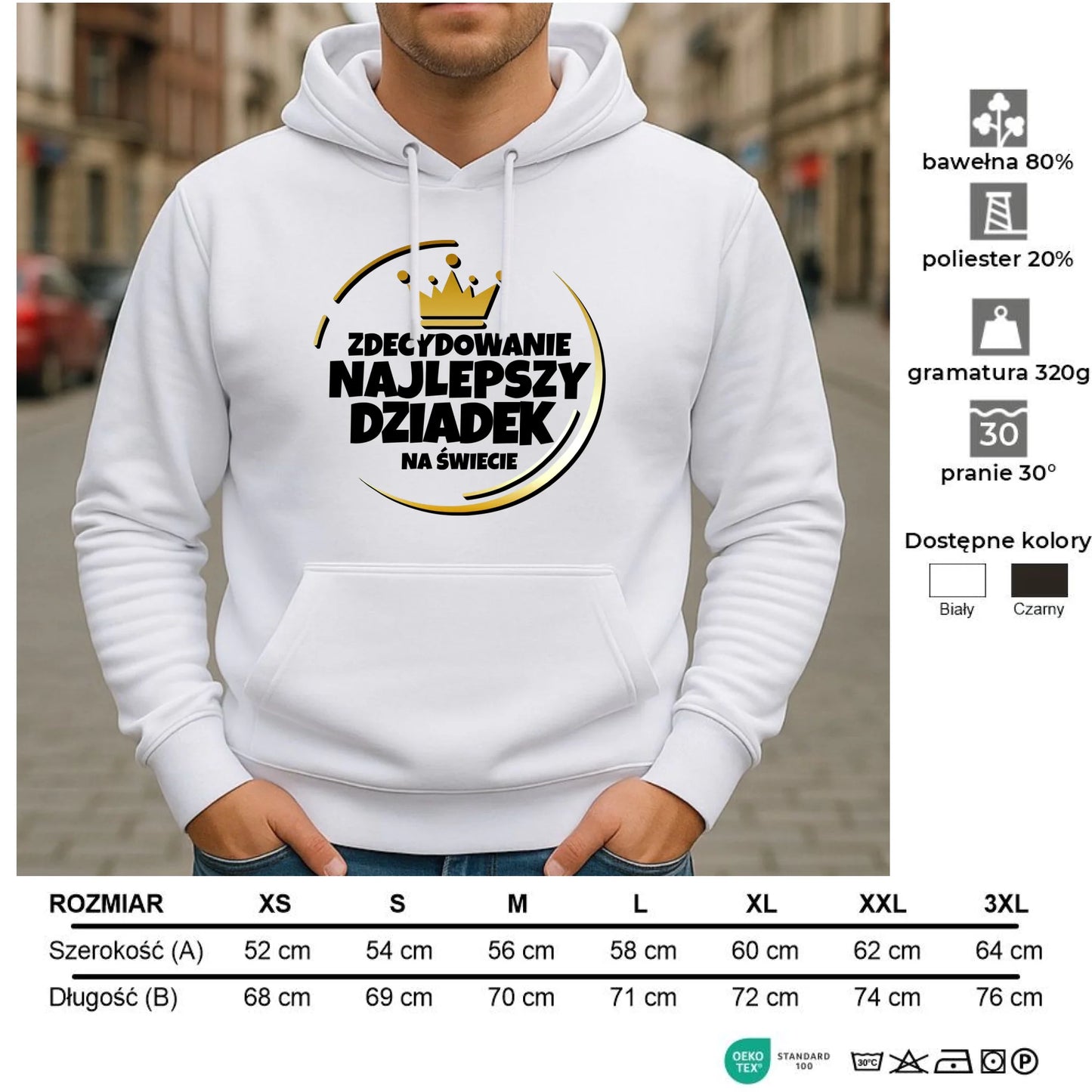 Bluza z kapturem dla dziadka - Zdecydowanie najlepszy dziadek D32 - StoryCups.pl