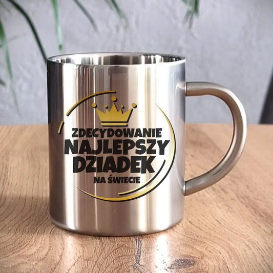 Kubek metalowy dla dziadka - Zdecydowanie najlepszy dziadek D32 - StoryCups.pl