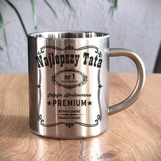 Kubek metalowy dla taty - Najlepszy tata edycja limitowana DT32 - StoryCups.pl