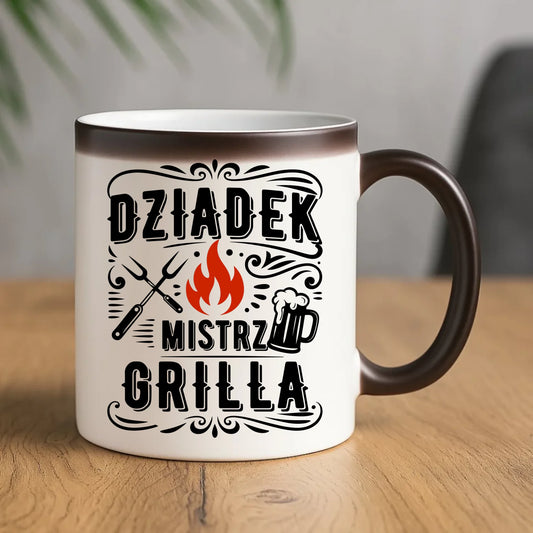 Kubek magiczny dla dziadka - Dziadek mistrz grilla D33 - StoryCups.pl