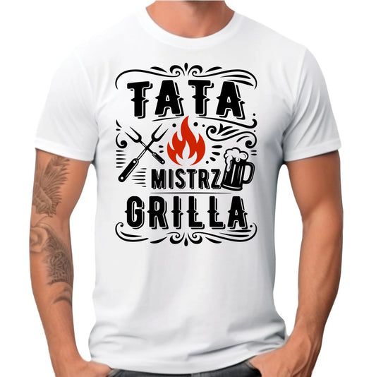 Koszulka dla taty - Tata mistrz grilla DT53 - StoryCups.pl