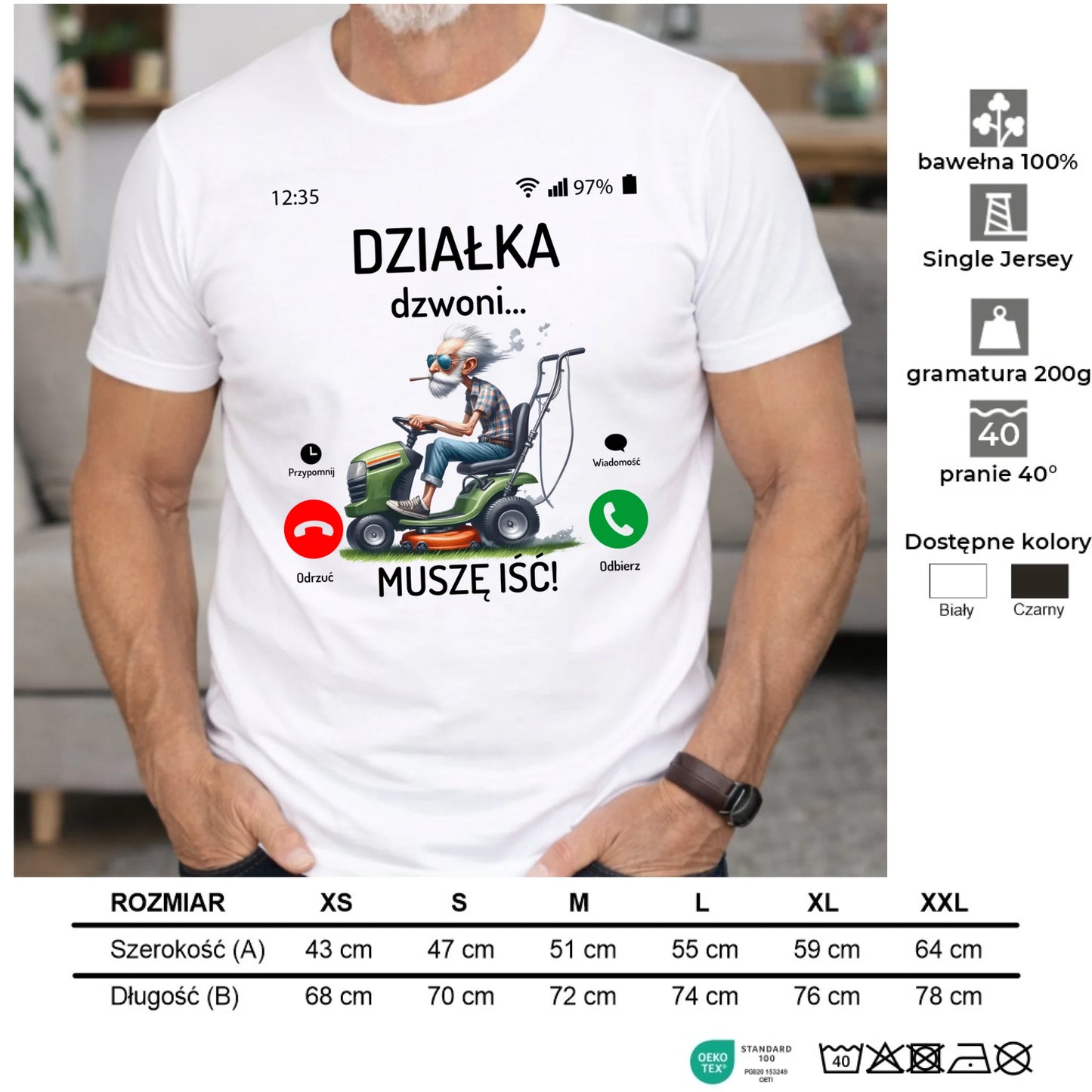 Koszulka dla dziadka - Działka dzwoni muszę iść D35 - StoryCups.pl